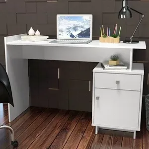 Escrivaninha Mesa Escritório Lisboa 1 Gaveta 1 Porta 122cm Branca Branca