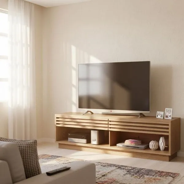 Rack para TV até 65 Polegadas 200cm Sala de Estar Moderno Metros - Tvs , com 2 Gavetas Bege Natural Natural