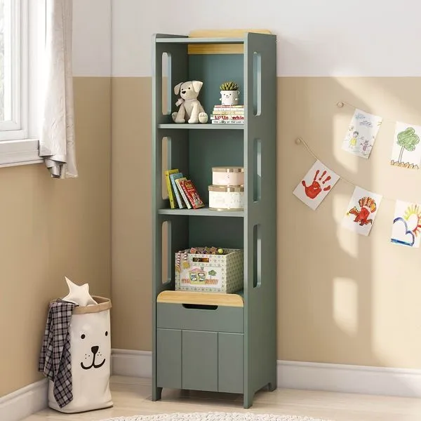 Estante 3 Nichos com Porta Petit Casatema Verde/Mel