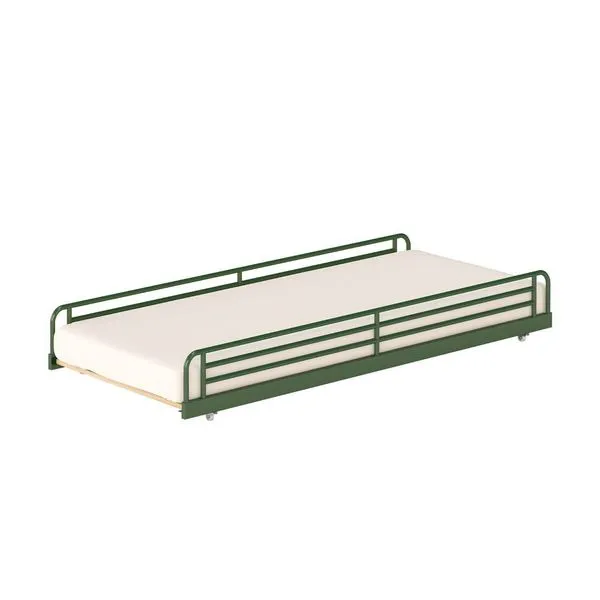 Cama Auxiliar em Ferro Aço Carbono Tubular Teko Casatema Verde / Álamo