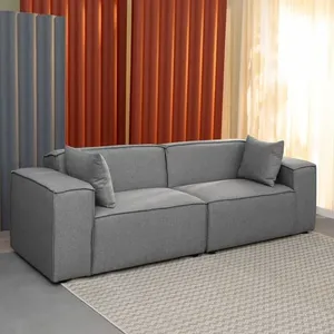 Sofá 2 Lugares 220cm Baobá Cabecasa Madeiraoriginals Cinza Linho Silver Linho Silver