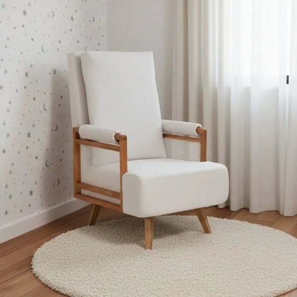 Poltrona de Amamentação Fixa com 4 Pés Mila Bege Off White Off White
