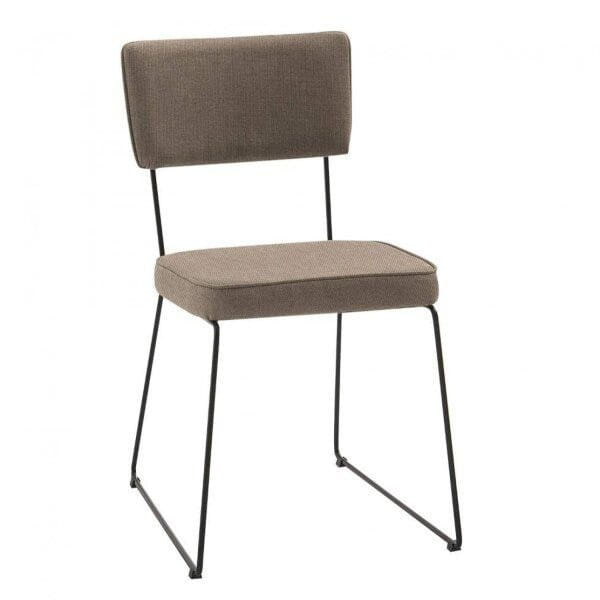 Cadeira para Sala de Jantar Escritório Estofada Base em Aço Roma Bege/Preto