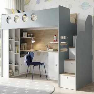 Cama Alta Office com Armários Baixos Star Maker Casatema Azul/Itapoã