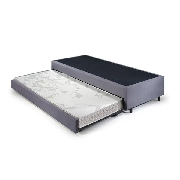 Bicama Solteiro King 96x203x28cm Suede e Colchão Auxiliar D23 78x188x12cm Ecoline B&G Cinza