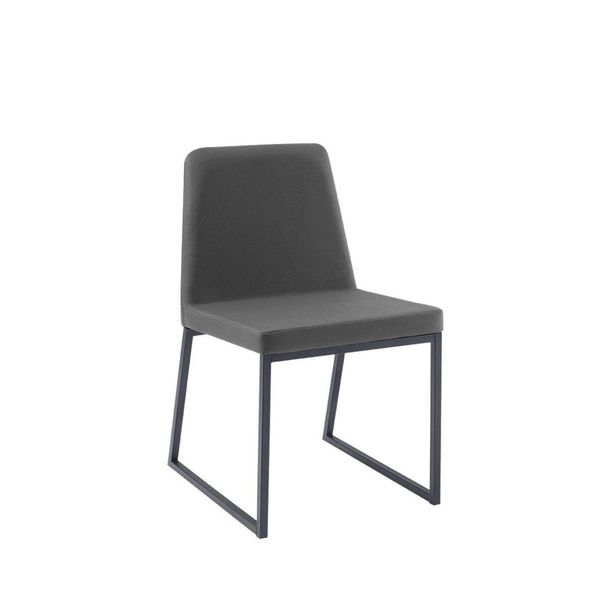 Cadeira para Sala de Jantar Escritório Estofada Base em Aço Yanka Chumbo