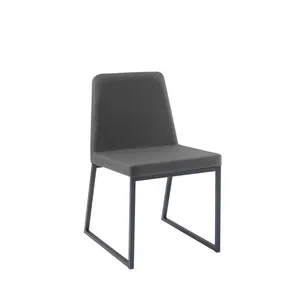 Cadeira para Sala de Jantar Escritório Estofada Base em Aço Yanka Chumbo