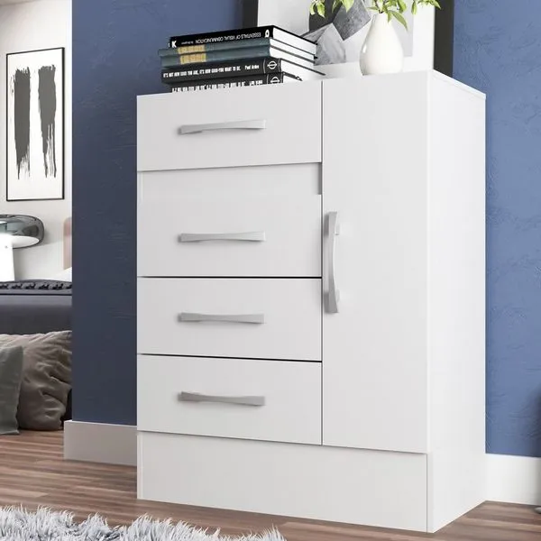 Cômoda Sapateira 4 Gavetas 1 Porta Branco