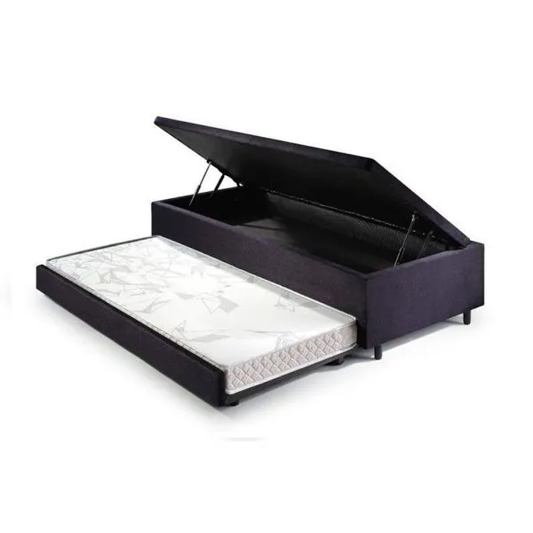 Bicama com Baú Solteiro Reforçado em Suede 88x188cm B&G Preto