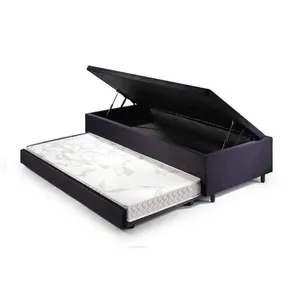 Bicama com Baú Solteiro Reforçado em Suede 88x188cm B&G Preto