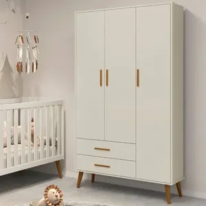 Guarda Roupa Infantil 3 Portas 2 Gavetas Isis Areia