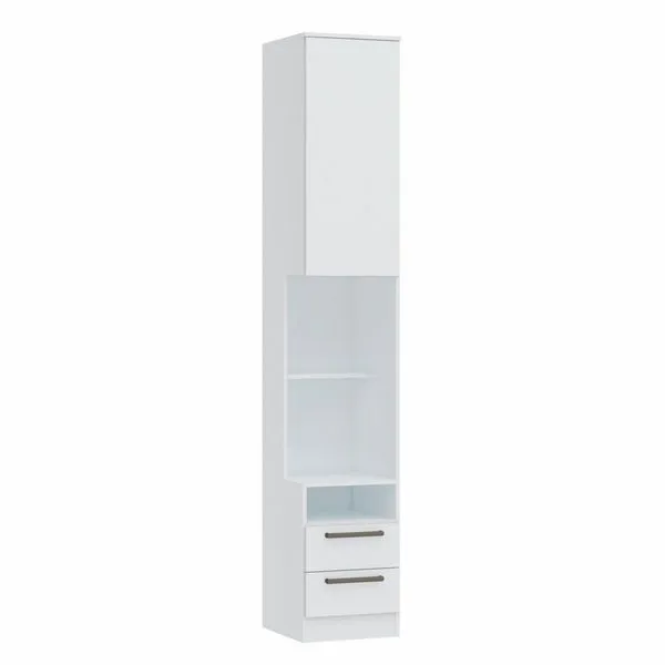 Mesa de Cabeceira Modulada Reto 1 Porta 2 Gavetas Requinte+ 100% MDF Branco Line
