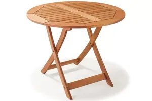 Mesa Dobrável Redonda para Jardim e Varanda em Madeira Maciça 90cm Estilo Rústico Primavera Stain Jatobá