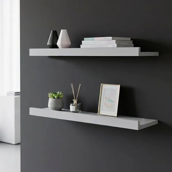 Kit 2 Prateleiras para Quarto com Aba Branco Branco