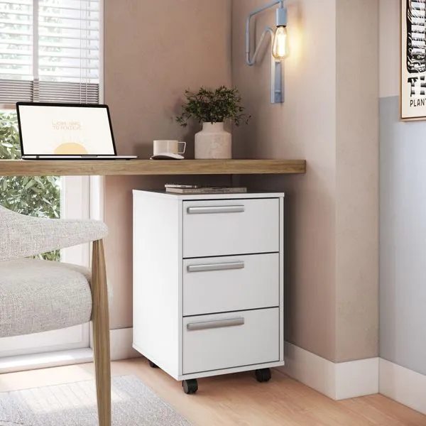 Gaveteiro para Escritório 3 Gavetas B26 Branco