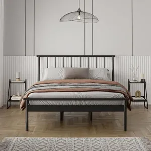 Conjunto Cama Queen 2 Mesas de Cabeceira em Aço Begônia CabeCasa MadeiraOriginals