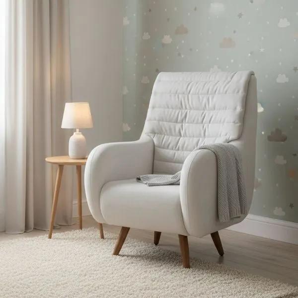 Poltrona de Amamentação Pés Madeira Zen Branco Branco