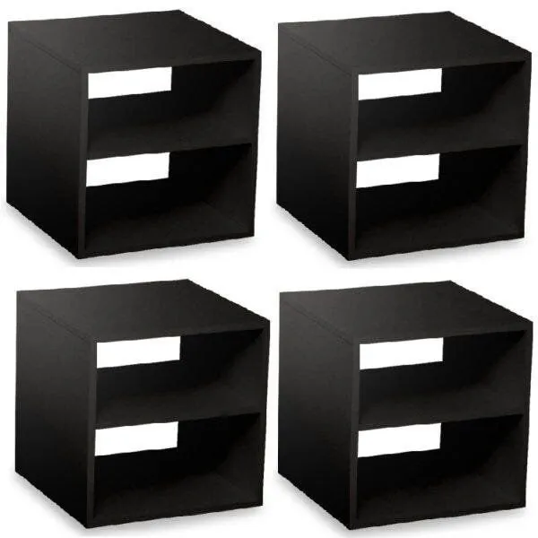 Conjunto 4 Nichos Cubo com 1 Prateleira Montana Kit Cubos Baby Espresso Móveis Preto