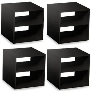 Conjunto 4 Nichos Cubo com 1 Prateleira Montana Kit Cubos Baby Espresso Móveis Preto