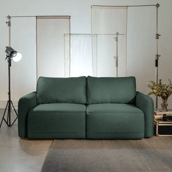 Sofá Retrátil 190cm Mellow CabeCasa MadeiraOriginals Linho Verde Linho Verde