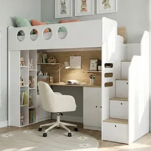 Cama Alta Office com Armários Baixos Star Maker Casatema Branco/Itapoã