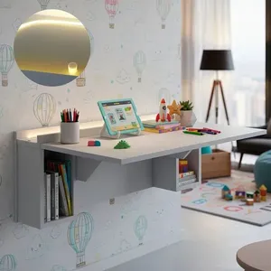 Mesa Dobrável com Nichos com Led Neon Quente 78,5cm Branco Branco