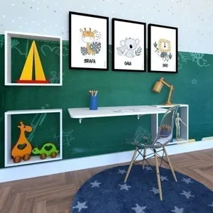Conjunto com 1 Mesa Dobrável 60cm e 3 Nichos Branco