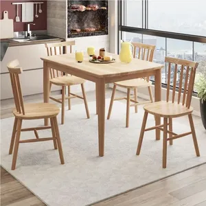 Conjunto de Mesa Milena com 4 Cadeiras Madeira Uva Japão-Natural