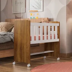 Mini Berço 100% MDF com Rodízios Yescasa Branco/Ypê