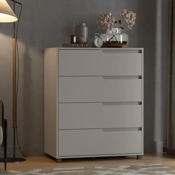 Cômoda em Mdf com 4 Gavetas 80cm X 104cm X 45cm Monet Cinza