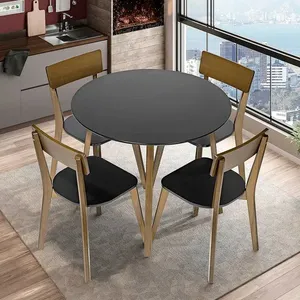 Conjunto Millano com Mesa e 4 Cadeiras Imbuia/Preto - Casatema