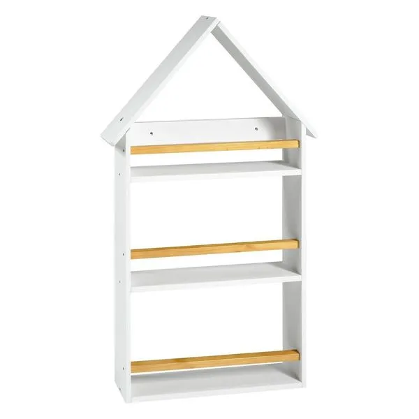 Prateleira Casinha 106x68x10cm Infantil Branco/Amêndoa Branco/Amêndoa