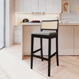 Banqueta com Encosto e Apoio para Pés Tiê CabeCasa MadeiraOriginals Preto/Cinza
