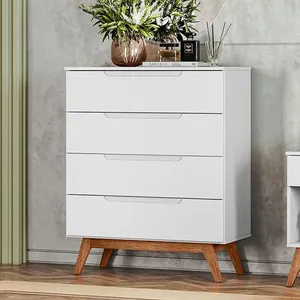 Cômoda Solteiro Retrô 4 Gavetas Alpi Branco