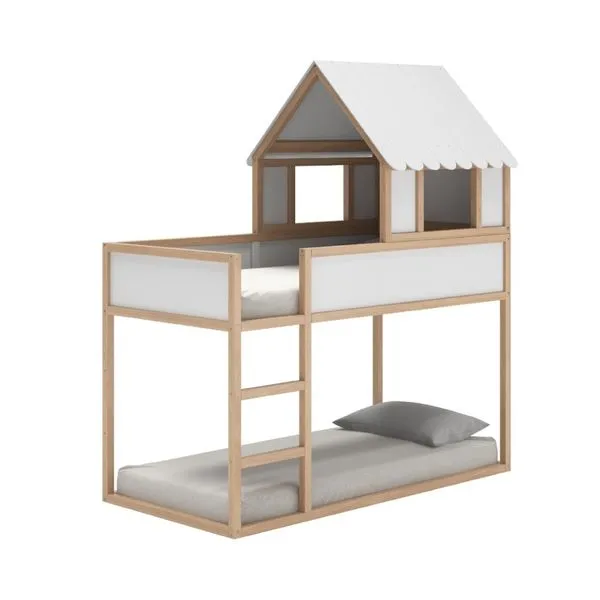 Beliche Infantil Telhadinho Fun 5 Opções de Montagem- Branco/Carvalho