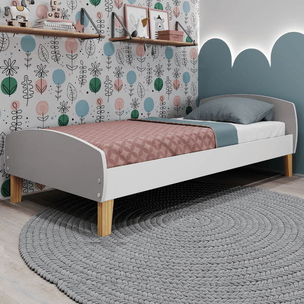 Cama Infantil Montessoriana Aurora Branco/Fumê