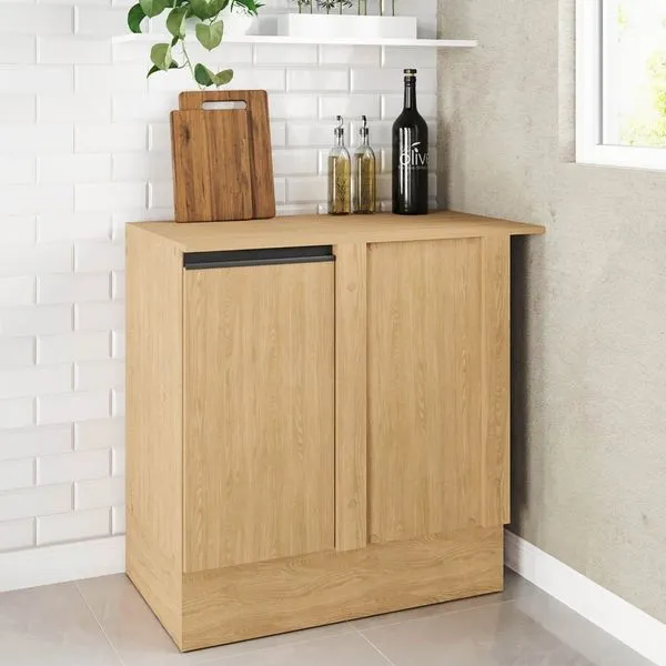 Balcão de Canto Reto 90cm com Tampo Nara CabeCasa MadeiraOriginals Avena
