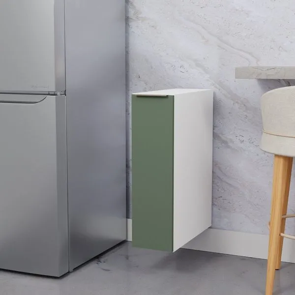 Balcão Suspenso Porta Tempero 20cm sem Tampo Ipanema CabeCasa MadeiraOriginals Verde Folha/Branco