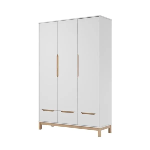 Guarda Roupa Infantil Cozy 3 Portas 3 Gavetas - Branco/Carvalho
