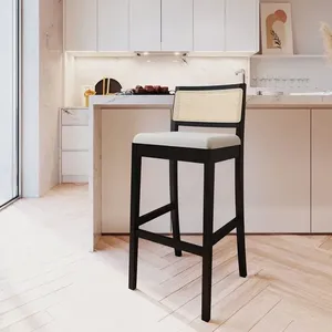Banqueta com Encosto e Apoio para Pés Tiê CabeCasa MadeiraOriginals Preto/Off White