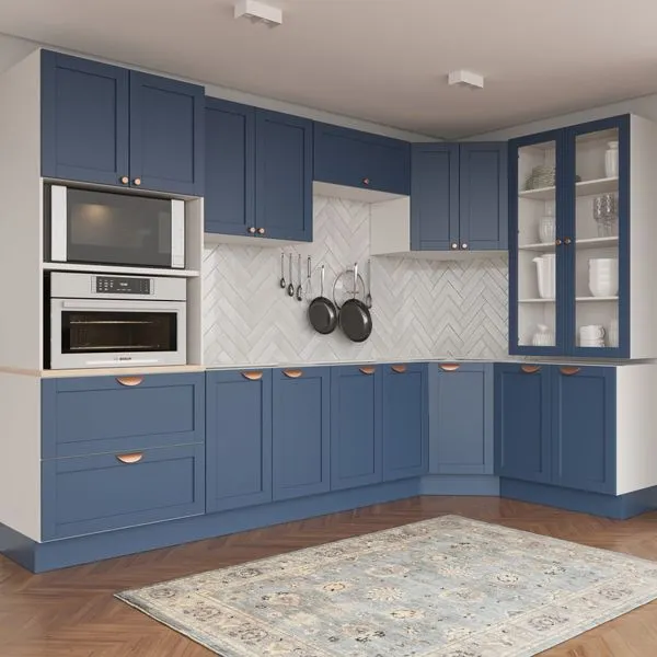 Cozinha Modulada 9 Peças 4 Aéreos 4 Balcões e Torre Quente Arizona CabeCasa MadeiraOriginals Branco/Azul