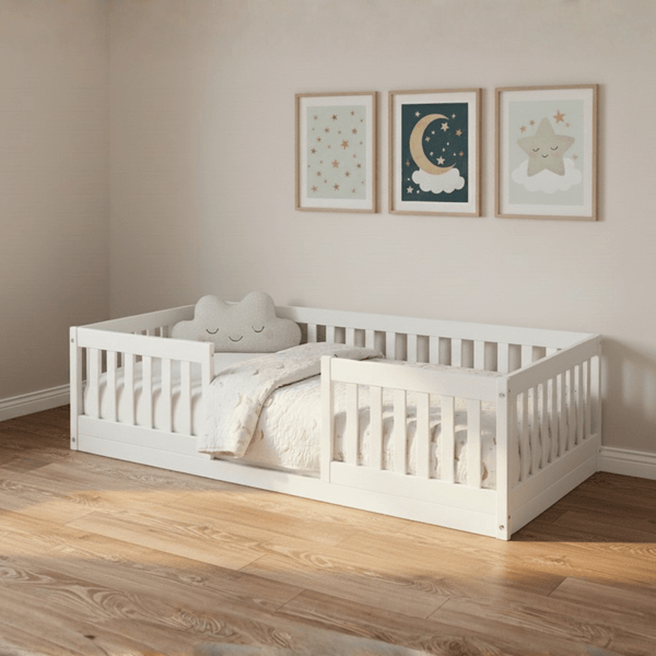 Cama Infantil Montessoriana Solteiro Naninha Espresso Móveis Branco