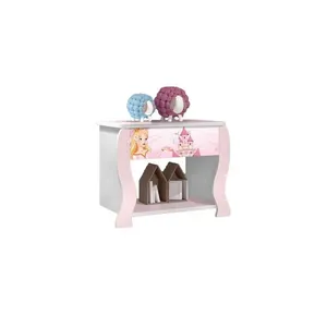 Mesa de Cabeceira Lara Princesa Branco/Rosa