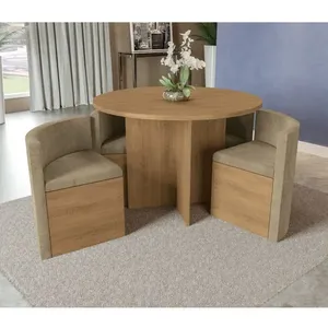 Mesa de Jantar Nira com 4 Cadeiras Kappesberg - Freijó/Caramelo