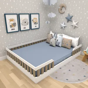 Cama Infantil Montessoriana Casal Cori Yescasa Branco/Carvalho Mel