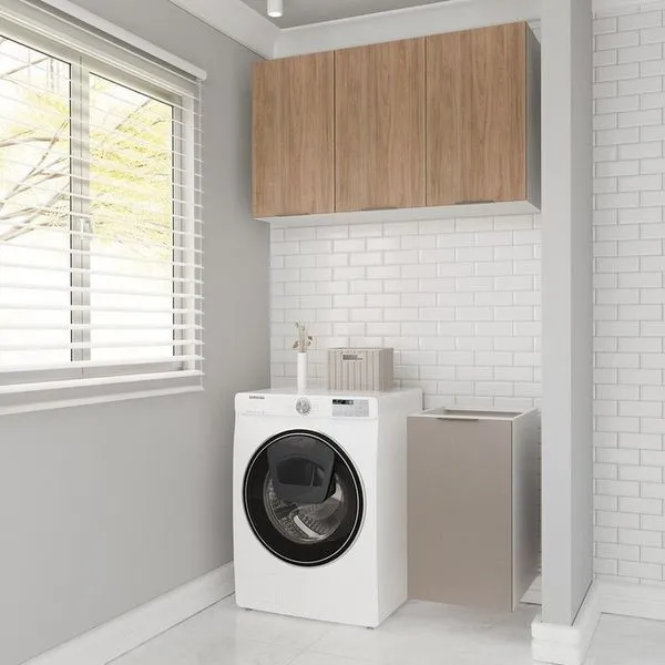 Lavanderia Modulada 2 Peças sem Tampo sem Rodapé Ipanema CabeCasa MadeiraOriginals Fendi/Acácia