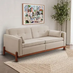 Sofá 2 Lugares Linho Bege Tiê 182cm CabeCasa MadeiraOriginals Bege