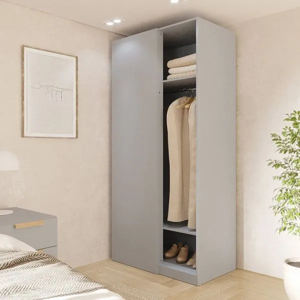 Módulo de Canto Linear Closet sem Porta Jade CabeCasa MadeiraOriginals Cinza Urbano