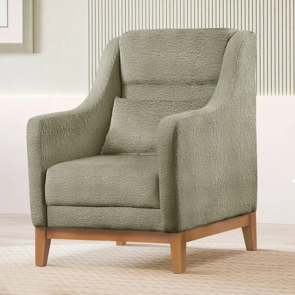 Poltrona Encosto Alto Bouclé Áquila Verde Verde