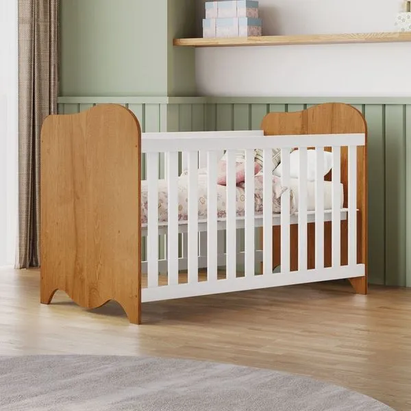 Berço Mini Cama 132,4X72,5 100% MDF Nuvem Branco Amadeirado